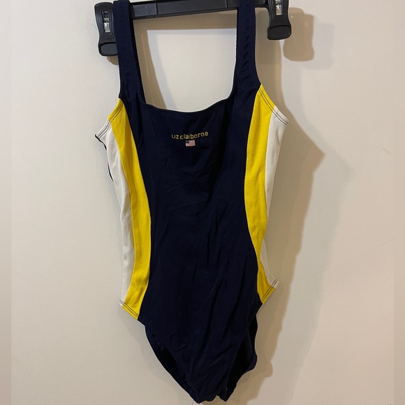 Liz Claiborne Other - Liz Claiborne Navy, Yellow, and White One-Piece Swimsuit